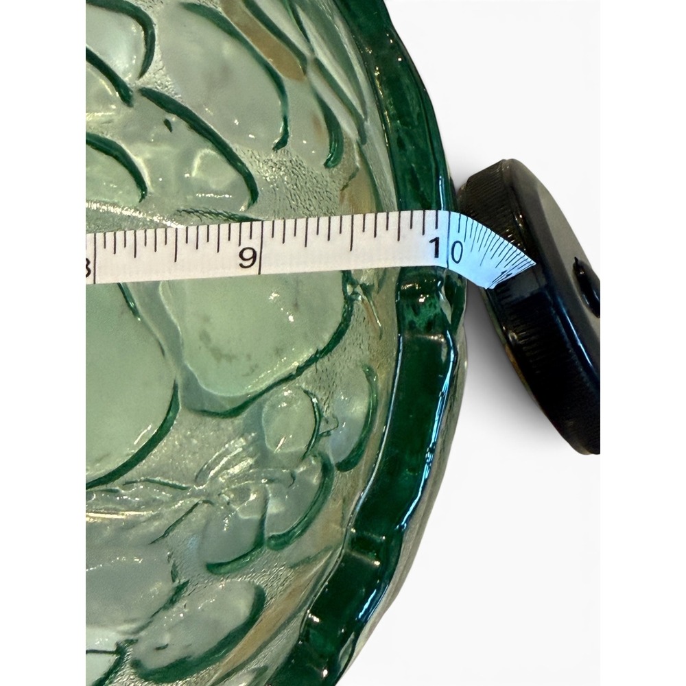 Vintage Libby Green Glass Fruit Basket with Wicker Handle Scalloped Rim 10 - Picture 5 of 6